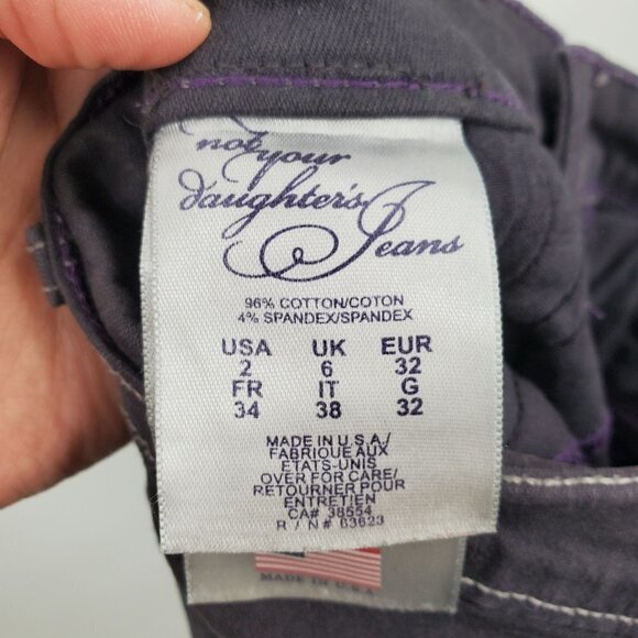 NYDJ Hi-Rise Slim Straight Jeans Ankle Stretch Solid Denim Size 2 Womens Black - Picture 6 of 12